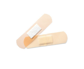 Medical sticking plasters isolated on white. First aid item