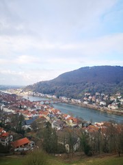Fototapeta na wymiar heidelberg the city of fairytales and the castle in the top of the hill makes the view outstanding