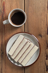 Wafers with chocolate and coffee