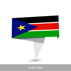 South Sudan Country flag. Paper origami banner