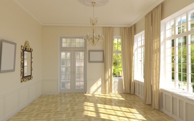 residential interior visualization, 3D illustration