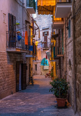 Fototapeta na wymiar Scenic sight in old town Bari on a summer evening, Puglia (Apulia), southern Italy.