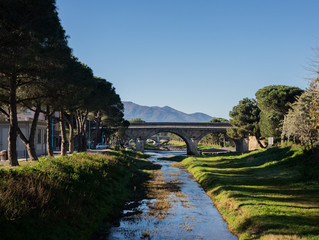 romanic urban bridge with nature