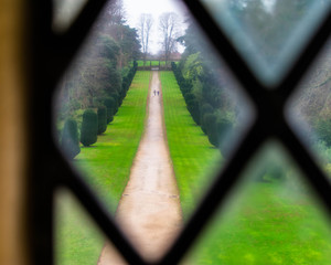 Long driveway leading up to Montacute House in Somerset