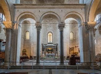 Main altar in the Saint Nicholas Basilica (Basilica di San Nicola) in old town Bari. Apulia (Puglia), Italy. 