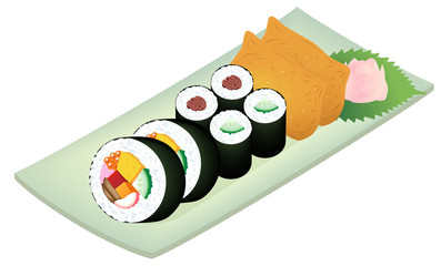 海苔巻き稲荷セット　白背景