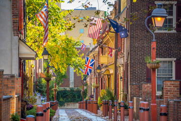 Fototapeta na wymiar The historic Old City in Philadelphia, Pennsylvania. Elfreth's Alley