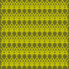 Wicker twisted pattern of wire and gold arrows on a yellow background.