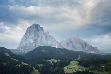 Fototapeta premium The north eastern side of Sasso Lungo at sunrise from the Val Gardena area