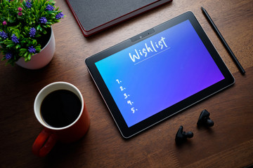 Wishlist write on PC tablet