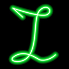 neon green letter 