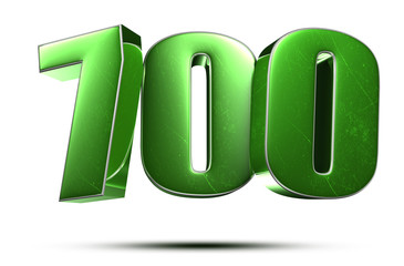 3D illustration Number 700 green on a white background.(with Clipping Path).