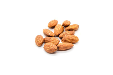 Almond nuts isolated with white background.