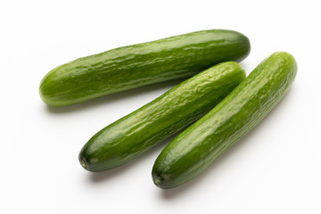 Fresh cucumber on white background.