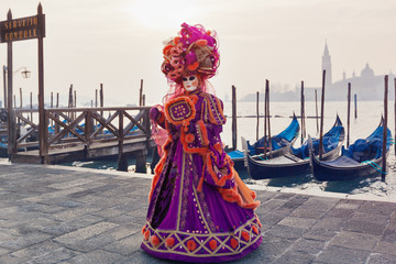Venice Italy February-2012 Woman in Carnival Mask and Costume