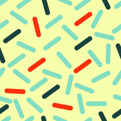 Hand drawn seamless pattern with short lines. Vector illustration with orange and blue lines. Background for wallpaper, fashion, children clothes, poster, cover, notebooks etc.