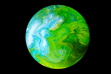 Green Acrylic Pour Color Liquid marble abstract surfaces Design.