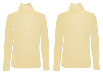 Beige high neck long sleeve t shirt. vector illustration