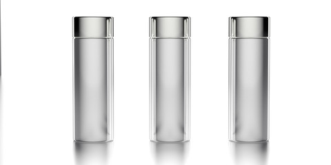 Blank cosmetic bottles isolated on white background. 3d illustration