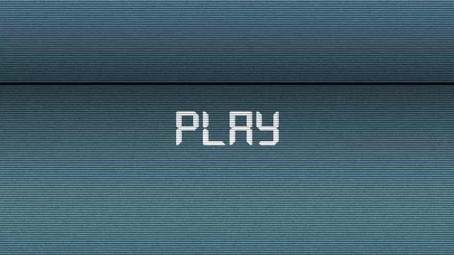 Play, glitch video with noise analog signal.text with bad signal. Glitch effect