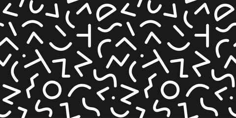 Black and white seamless geometric pattern. Hipster Memphis style.