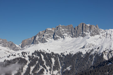 Mountain view from the top of Chruez mountain, Luzein, Switzerland, Europe