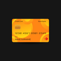 credit card template with gradient wave background, editable text