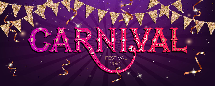 Colorful, vibrant carnival poster. Greeting card festival of music and dance. Vector background for holiday poster.