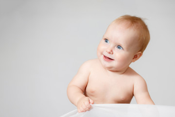 Cute Caucasian Baby Smile Copy Space Portrait