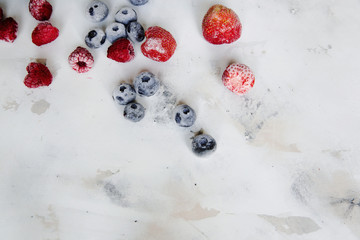 food style white Tasty frozen blueberries organic plate