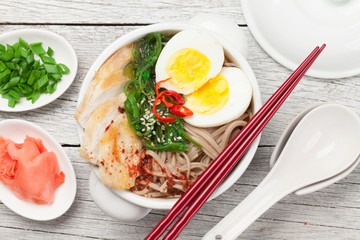 Asian noodle ramen soup