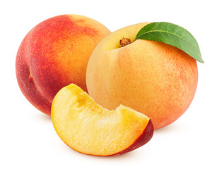 Peach isolated on white background, clipping path, full depth of field