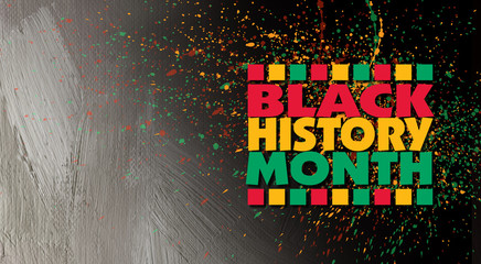 Black History Month title treatment against abstract grunge graphic background