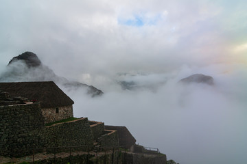 Misty landscape in lost city of Machu Picchu