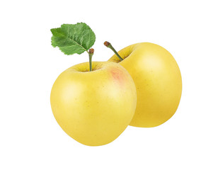 Yellow apple isolated on white background with clipping path