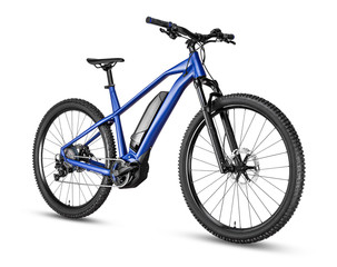 blue modern mid drive motor e bike pedelec with electric engine middle mount. battery powered ebike...