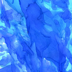 Texture alcohol ink cyan blue texture for background or design smoke stains splash. Texture for insta story background