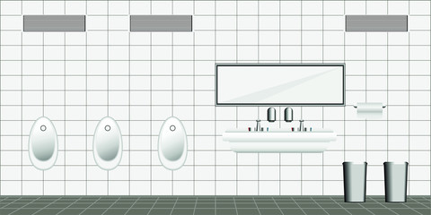 Interior of a public men's restroom with urinals.