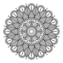Mandala seamless pattern black and white. Islam, Arabic, Pakistan, Moroccan, Turkish, Indian, Spain motifs.