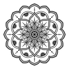 Mandala seamless pattern black and white. Islam, Arabic, Pakistan, Moroccan, Turkish, Indian, Spain motifs.