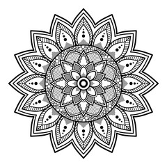 Mandala seamless pattern black and white. Islam, Arabic, Pakistan, Moroccan, Turkish, Indian, Spain motifs.