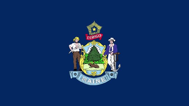 Maine State Flag Fly In and Fly Out 3D Animation 