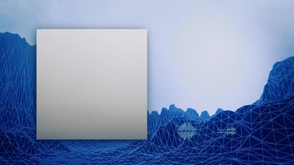 A futuristic animated background for official audio track releases, on video streaming services. With copyspace for info and CD cover template to use your own cover (3D illustration)