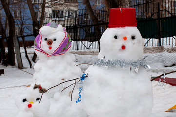 snowman and snow women