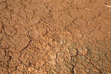 Brown dry mud near the Dead Sea in Jordan