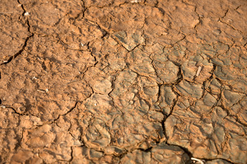 Brown dry mud near the Dead Sea in Jordan