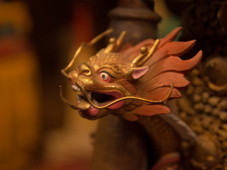 dragon golden sculptures in a temple in ladakh
