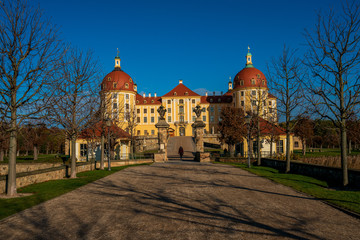 Fototapeta na wymiar Panoramic view on Moritzburg Castle, Germany.