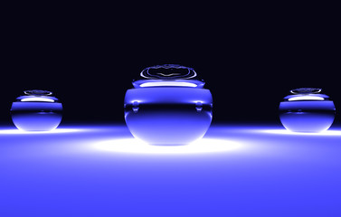 illuminated blue futuristic glass balls