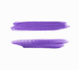 Acrylic art brush paint texture stripes set isolated vector background. Purple underline stroke set.